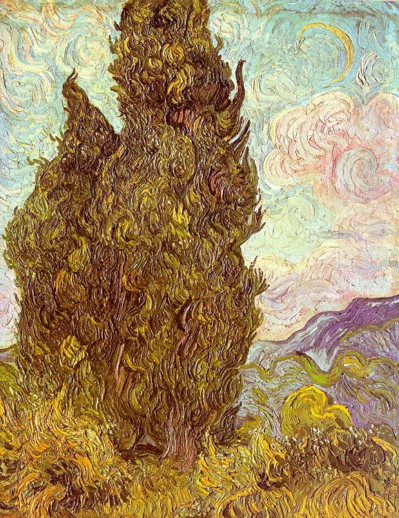 Vincent Van Gogh Two Cypresses oil painting image